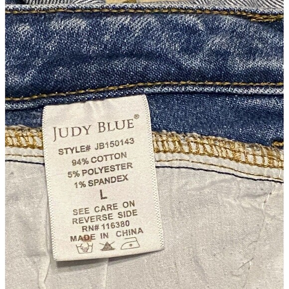 Judy Blue Denim Jean Shorts Women’s Large Stretch Cuffed JB150143 Low Rise EUC - Picture 3 of 11